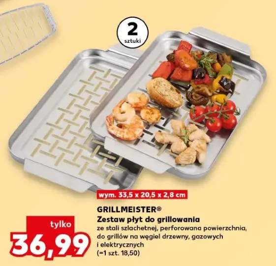 Zestaw płyt do grillowania Grillmeister 33,5x20,5x2,8cm ze stali szlachetnej perforowana powierzchnia do grillów na węgiel drzewny gazowych i elektrycznych