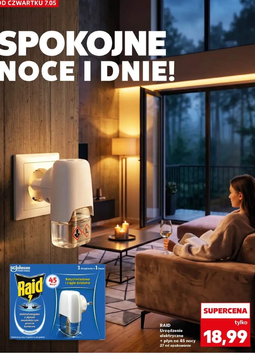 Urządzenie elektryczne Raid elektrofumigator z płynem owadobójczym przeciw komarom bezzapachowy + płyn na 45 nocy