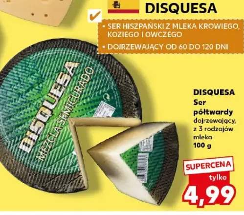 Ser półtwardy dojrzewający z 3 rodzajów mleka Disquesa