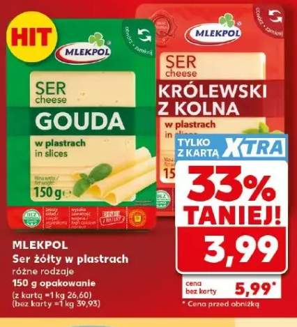 Ser żółty w plastrach MLEKPOL