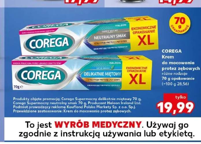 Krem do mocowania protez zębowych COREGA Super Mocny Delikatnie Miętowy