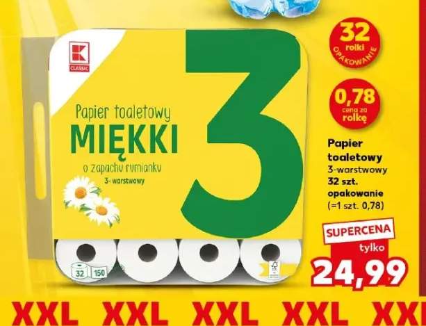 Papier toaletowy miękki o zapachu rumianku 3-warstwowy K-Classic