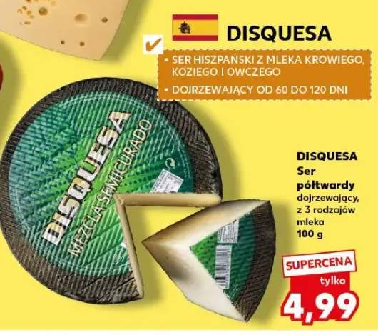 Ser półtwardy dojrzewający z 3 rodzajów mleka Disquesa