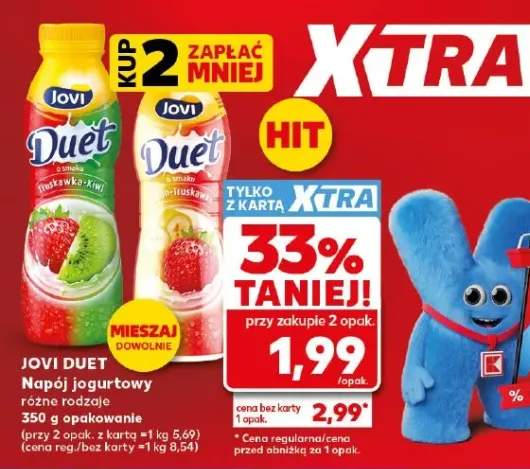 Napój jogurtowy Jovi Duet Truskawka-Kiwi