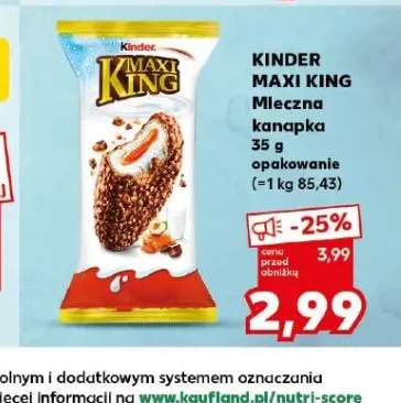 Mleczna kanapka Kinder Maxi King