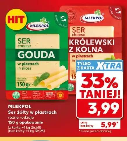 Ser żółty w plastrach MLEKPOL