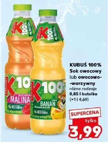 Sok owocowo-warzywny Kubuś 100% Banan Brzoskwinia Marchew Jabłko