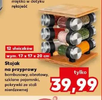 Stojak na przyprawy bambusowy SPICE & SOUL 12 słoiczków wym. 17x17x20cm