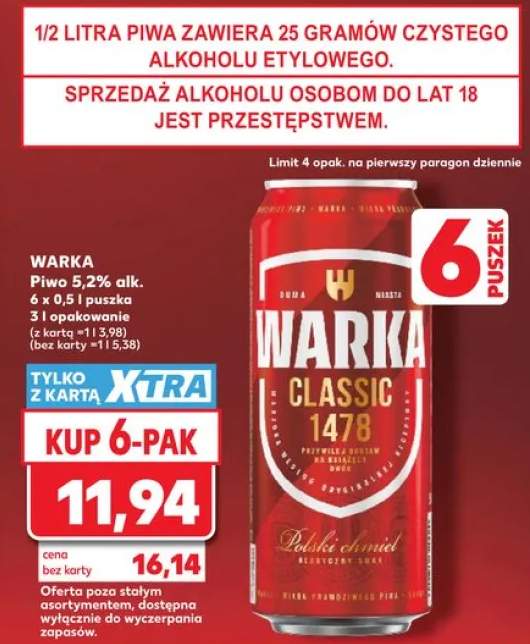 Piwo Warka Classic 6-pak 0,5l