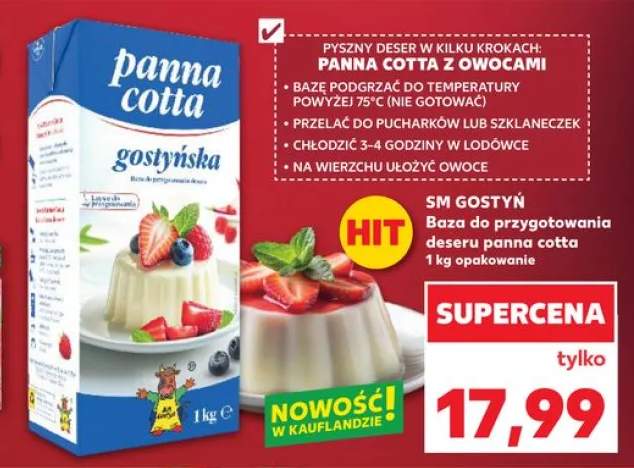 Baza do przygotowania deseru panna cotta SM Gostyń