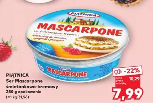 Ser Mascarpone śmietankowo-kremowy PIĄTNICA