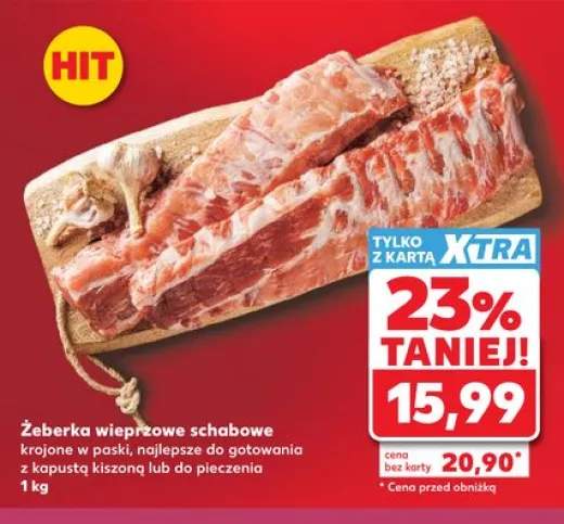 Żeberka wieprzowe schabowe krojone w paski najlepsze do gotowania z kapustą kiszoną lub do pieczenia