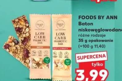 Baton niskowęglowodanowy FOODS BY ANN Low Carb Prebiotic Bar Nutty