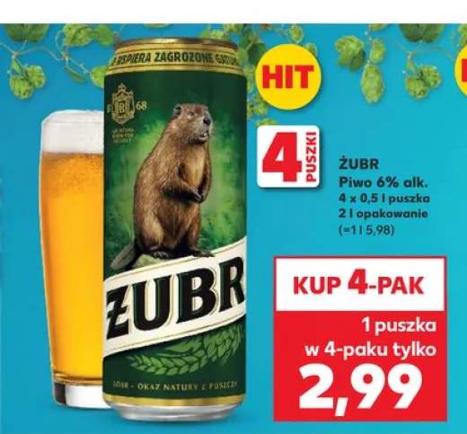 Piwo Żubr 6% alk. 4-pak