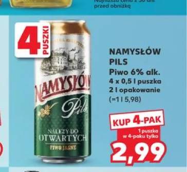 Piwo Namysłów Pils 6% alk. 4-pak