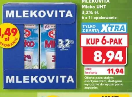 Mleko UHT 3,2% tł. Mlekovita 6-pak 1l