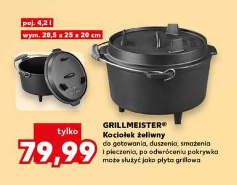 Kociołek żeliwny GRILLMEISTER poj. 4,2l wym. 28,5x25x20cm