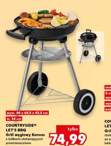 Grill węglowy Kansas COUNTRYSIDE LET'S BBQ wym. 40x68,5x43,5cm