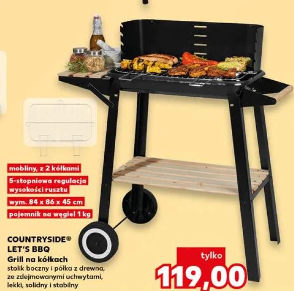 Grill na kółkach COUNTRYSIDE LET'S BBQ wym. 84x86x45cm