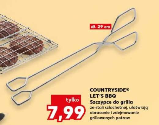 Szczypce do grilla COUNTRYSIDE LET'S BBQ dł. 29cm ze stali szlachetnej ułatwiają obracanie i zdejmowanie grillowanych potraw