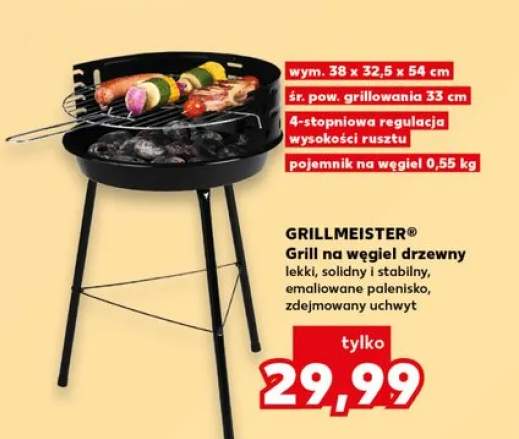 Grill na węgiel drzewny GRILLMEISTER wym. 38x32,5x54cm