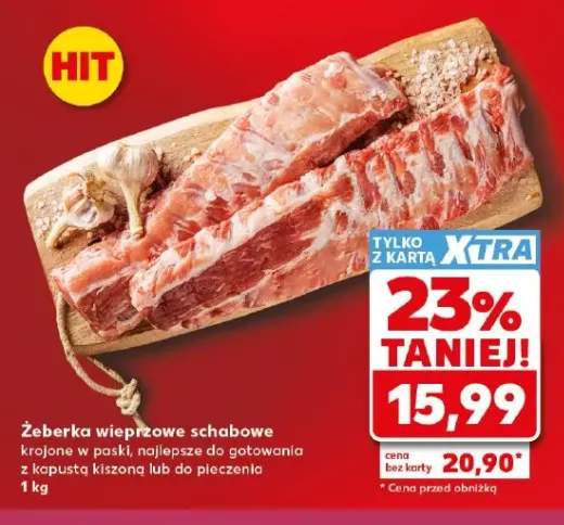 Żeberka wieprzowe schabowe krojone w paski