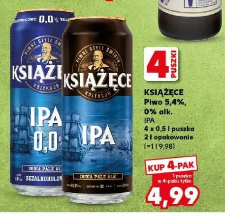 Piwo Książęce IPA 5,4% alk. 4-pak 500ml