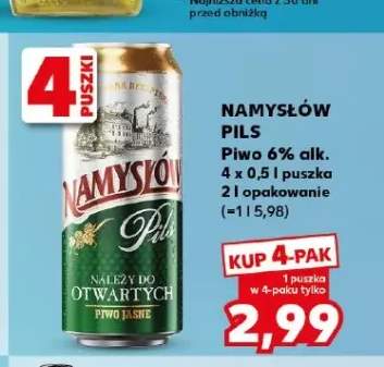 Piwo Namysłów Pils 6% alk. 4-pak 0,5l
