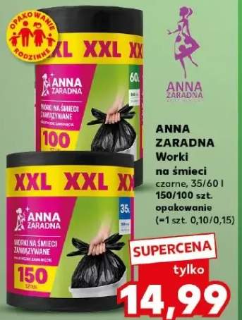Worki na śmieci czarne ANNA ZARADNA 35l