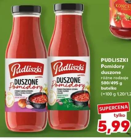 Pomidory duszone o smaku prażonego czosnku z oliwą z oliwek i ziołami Pudliszki