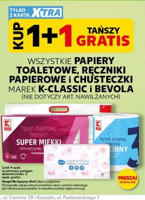 Papiery toaletowe, ręczniki papierowe i chusteczki K-Classic i Bevola
