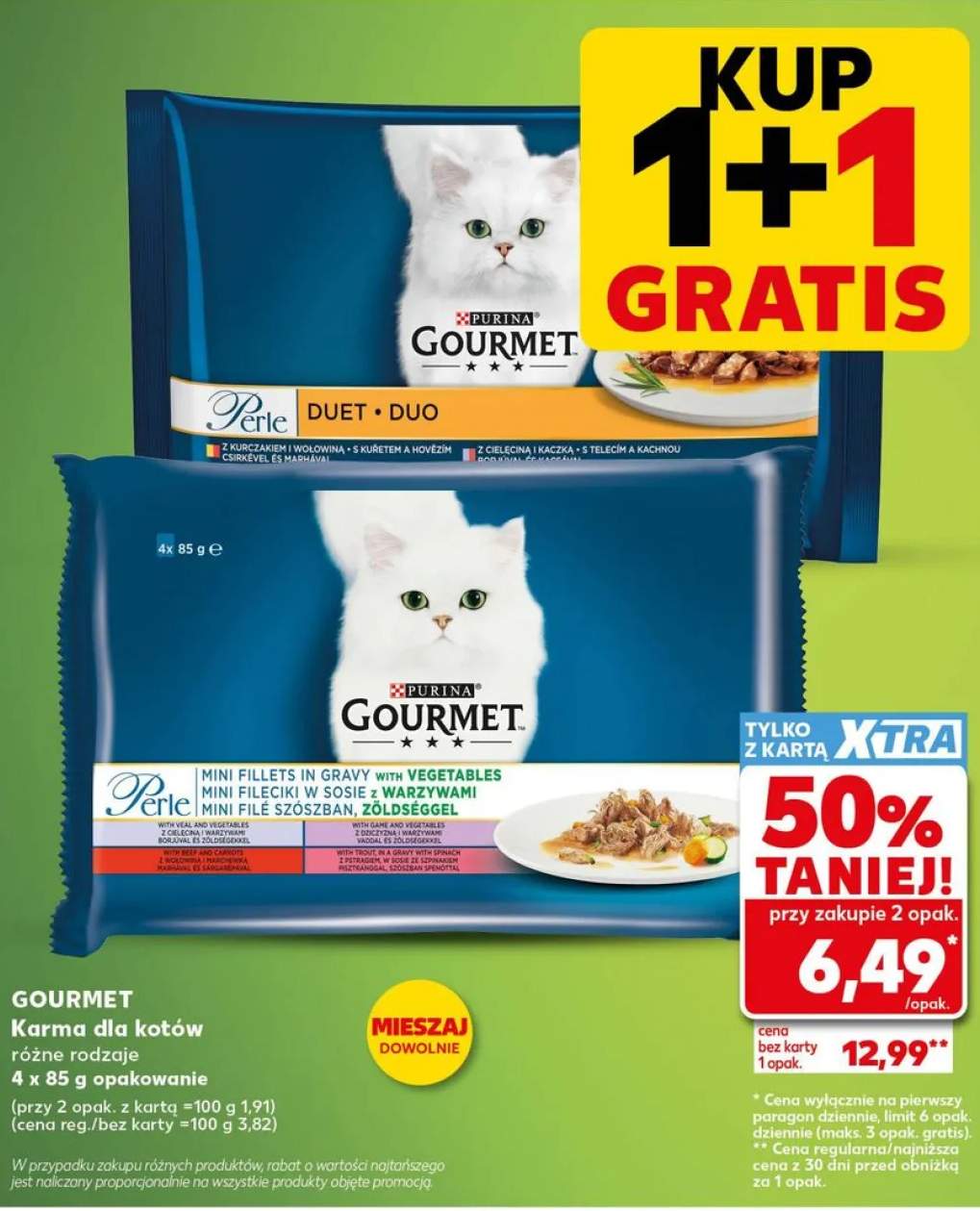 Karma dla kotów PURINA GOURMET Perle Mini Fileciki w sosie z warzywami 4-pak 85g