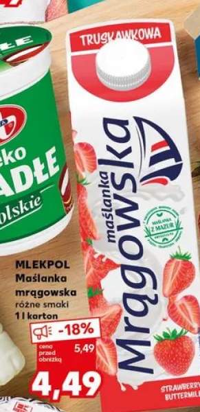 Maślanka mrągowska truskawkowa Mlekpol