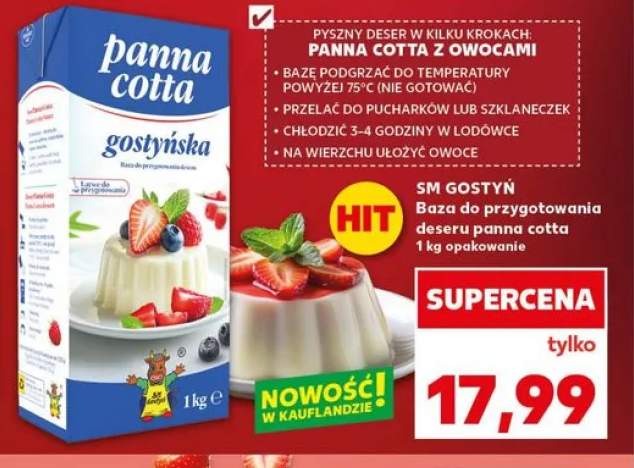 Baza do przygotowania deseru panna cotta SM Gostyń