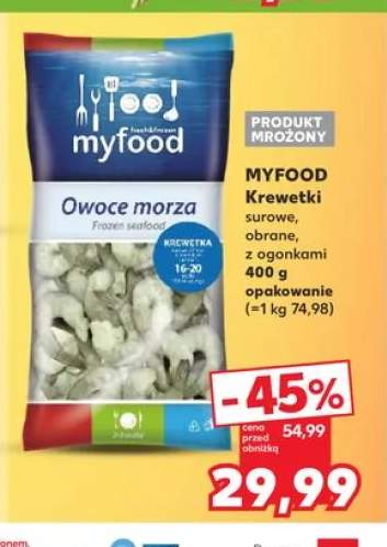 Krewetki surowe obrane z ogonkami Myfood
