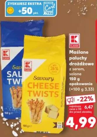 Maślane paluchy drożdżowe z serem solone K-Classic