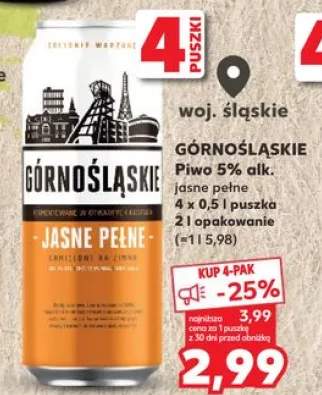 Piwo Górnośląskie jasne pełne 5% alk.