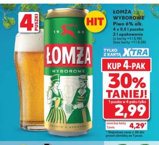 Piwo Łomża Wyborowe 6% alk. 4-pak 0,5l