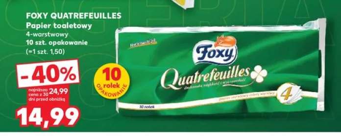 Papier toaletowy Foxy Quatrefeuilles 4-warstwowy 10-pak