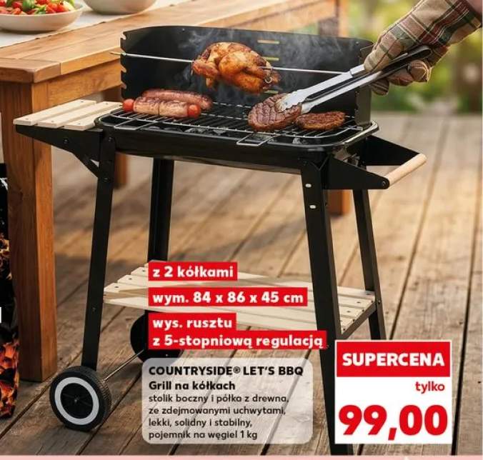 Grill na kółkach Countryside Let's BBQ 84x86x45cm