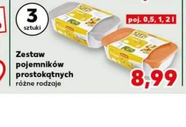 Zestaw pojemników prostokątnych Fresh 0,5l 1l 2l