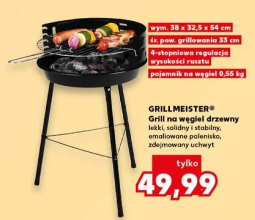 Grill na węgiel drzewny GRILLMEISTER 38x32,5x54cm