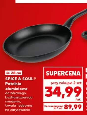 Patelnia aluminiowa SPICE & SOUL śr. 28cm do zdrowego beztłuszczowego smażenia trwała i odporna na zarysowania