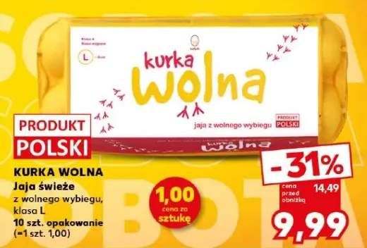 Jaja świeże z wolnego wybiegu klasa L Kurka Wolna