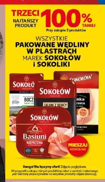 Pakowane wędliny w plastrach marek Sokołów i Sokoliki