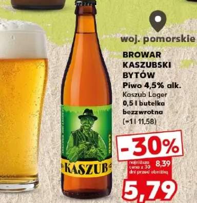 Piwo Browar Kaszubski Bytów Kaszub Lager 4,5% alk.