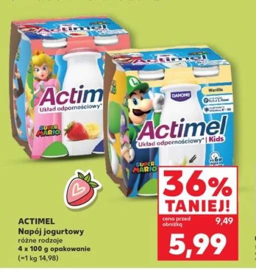 Napój jogurtowy Actimel truskawkowy 4-pak 100g
