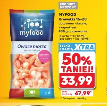 Krewetki 16-20 gotowane obrane z ogonkiem MYFOOD