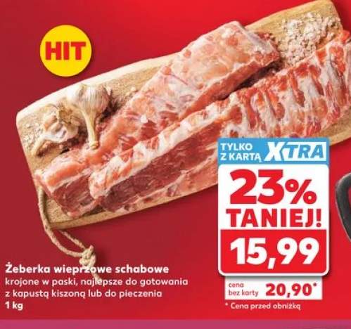 Żeberka wieprzowe schabowe krojone w paski, najlepsze do gotowania z kapustą kiszoną lub do pieczenia