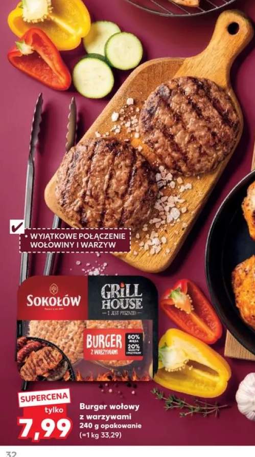 Burger wołowy z warzywami Sokołów Grill House